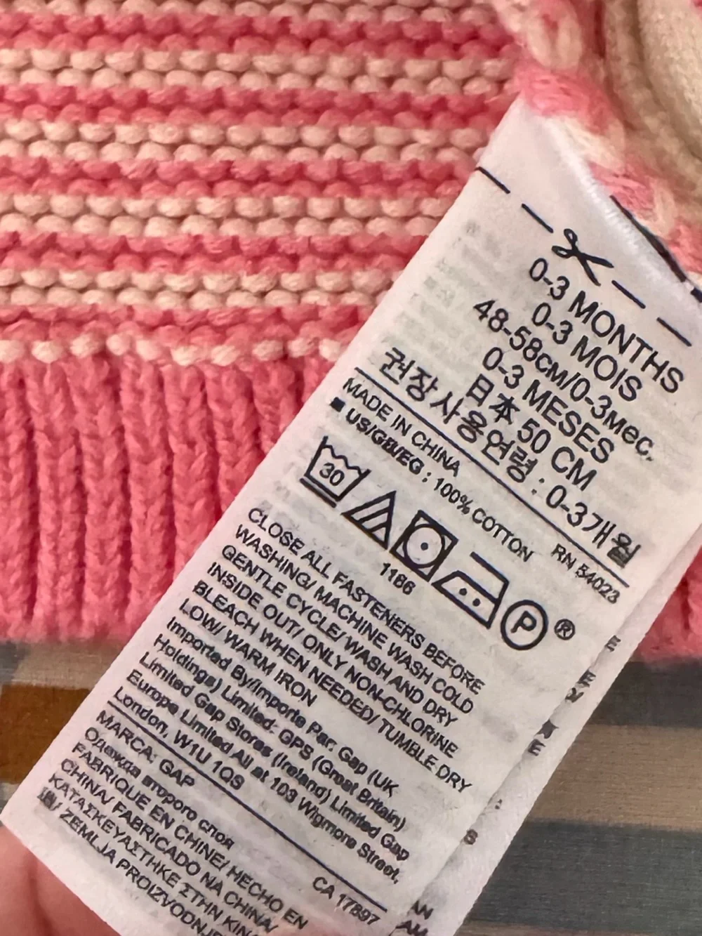 GAP Cream and Pink Striped Side-Button Women’s Sweater